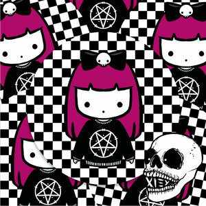 ONYX BRUJA CHECKERED GLITTERY STICKER