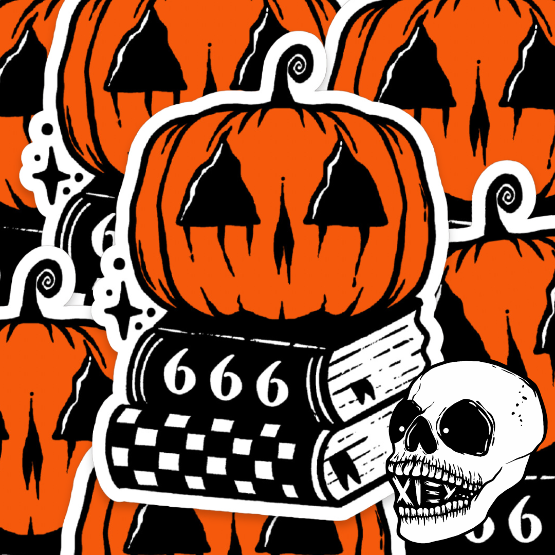 PUMPXKIN BOOK GLITTERY STICKER