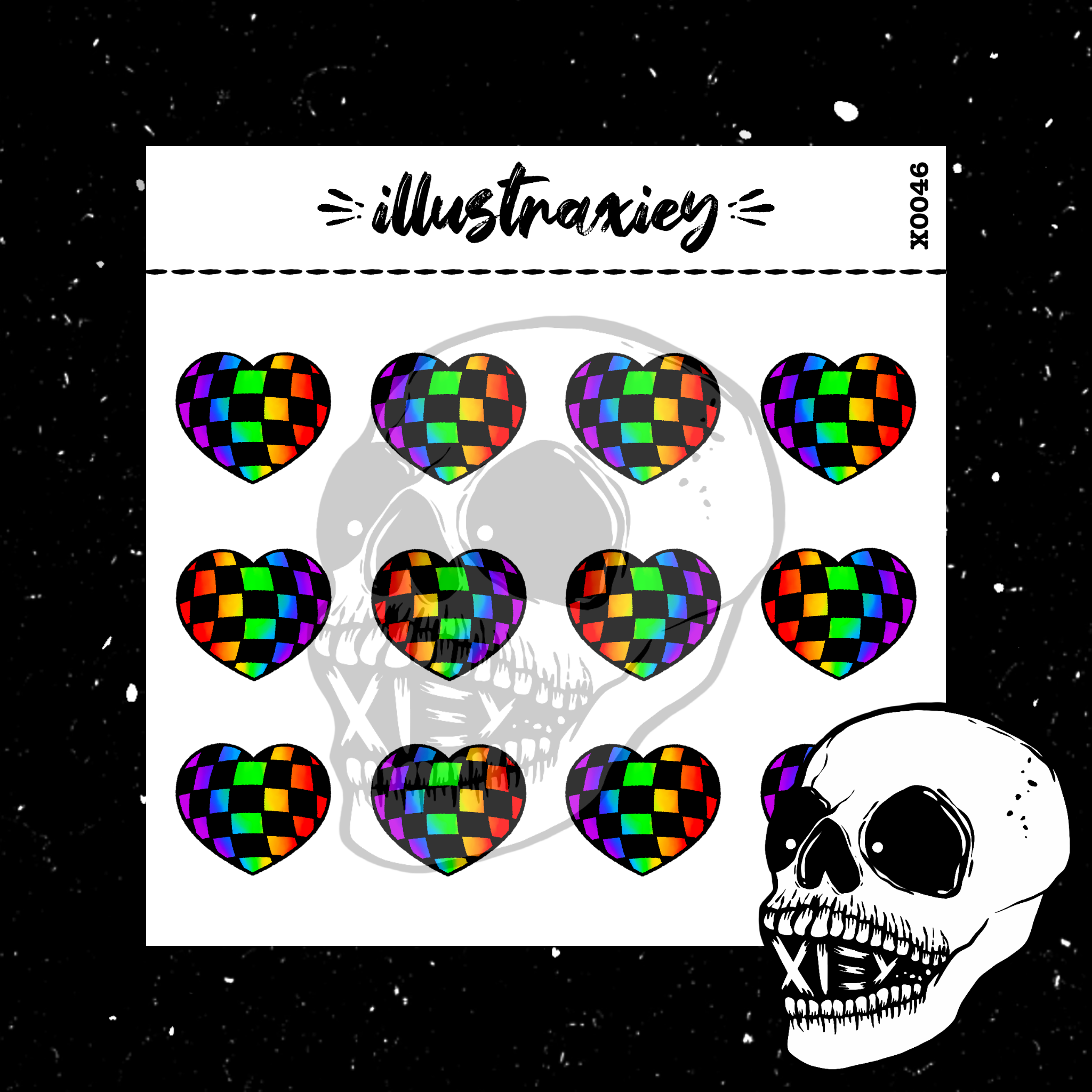 X0046 RAINBOW CHECKERED HEART