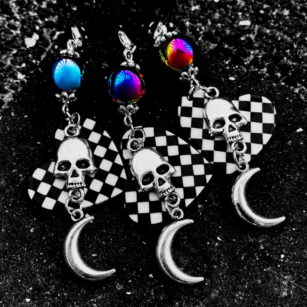 SPOOOKY CHECKERED CLIP AND CHARM