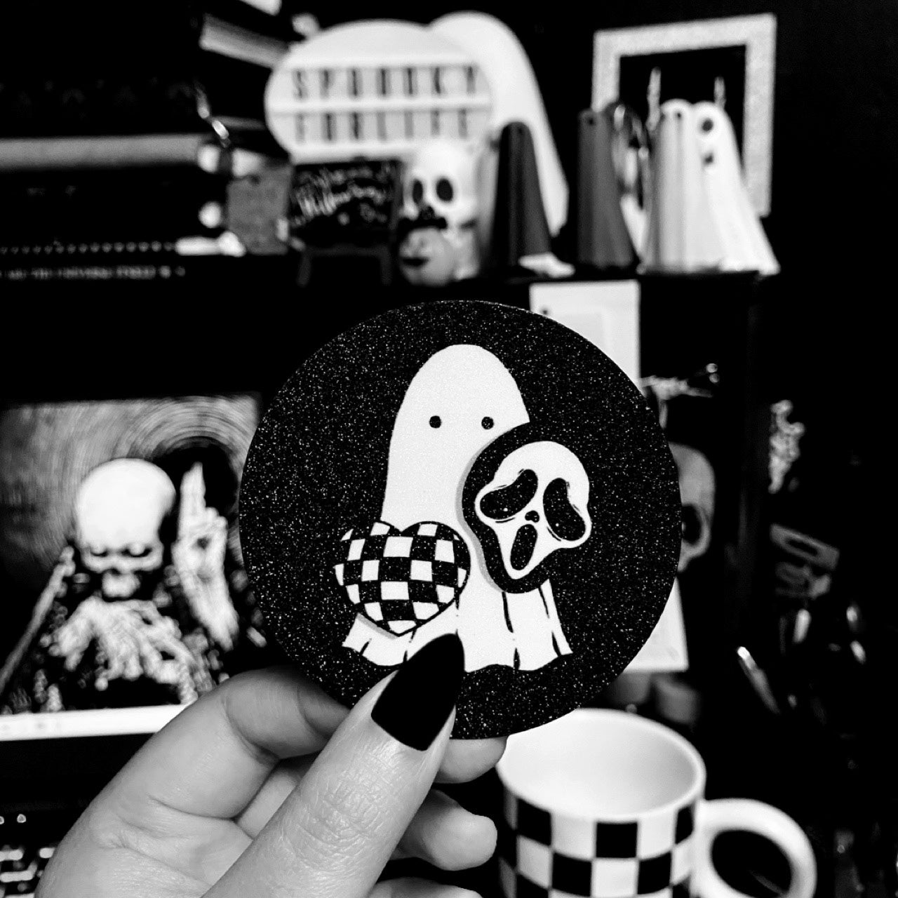 GHOSTFACE BB BOO GLITTERY STICKER