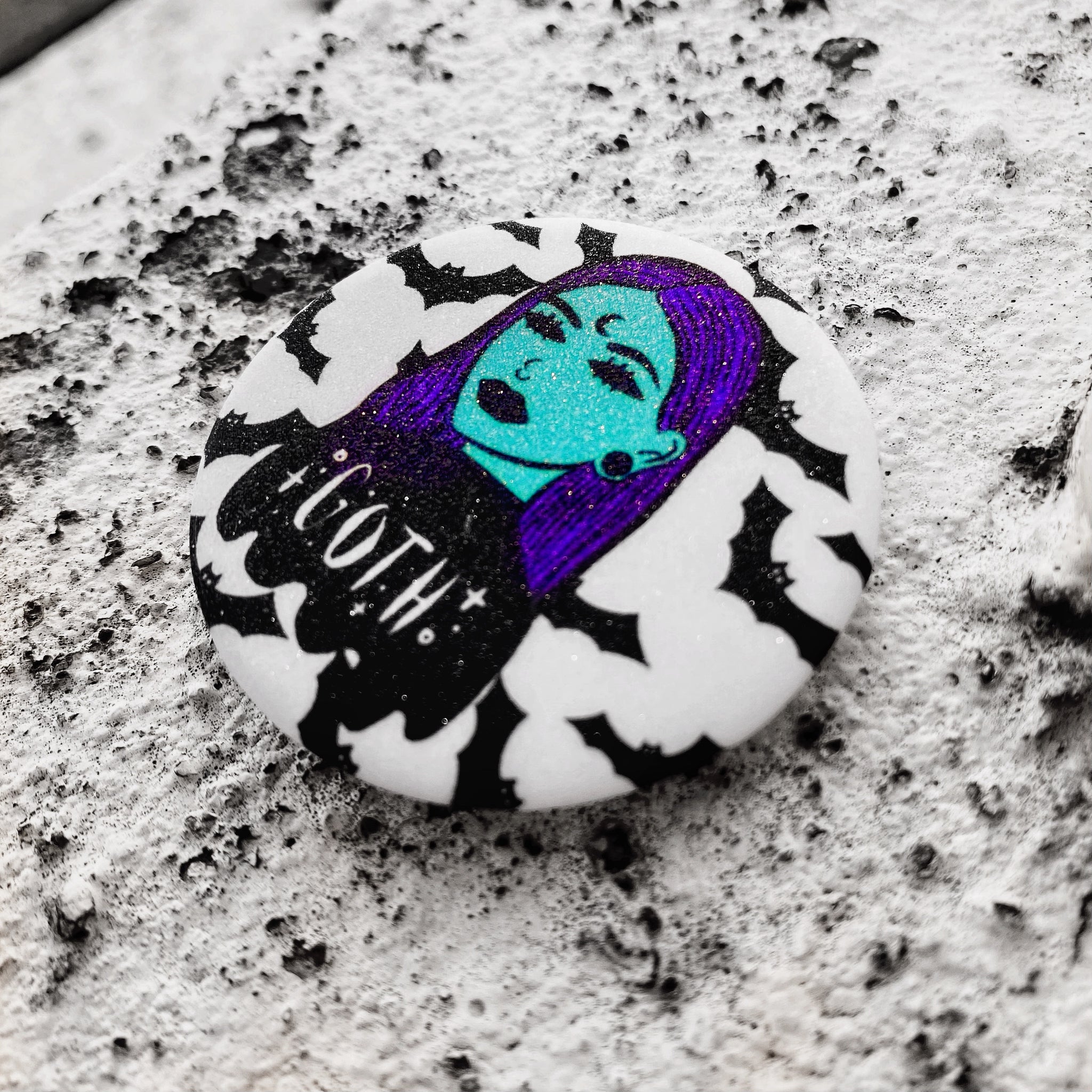 GOTH GHOUL SPOOOKY SPARK BUTTON BADGE