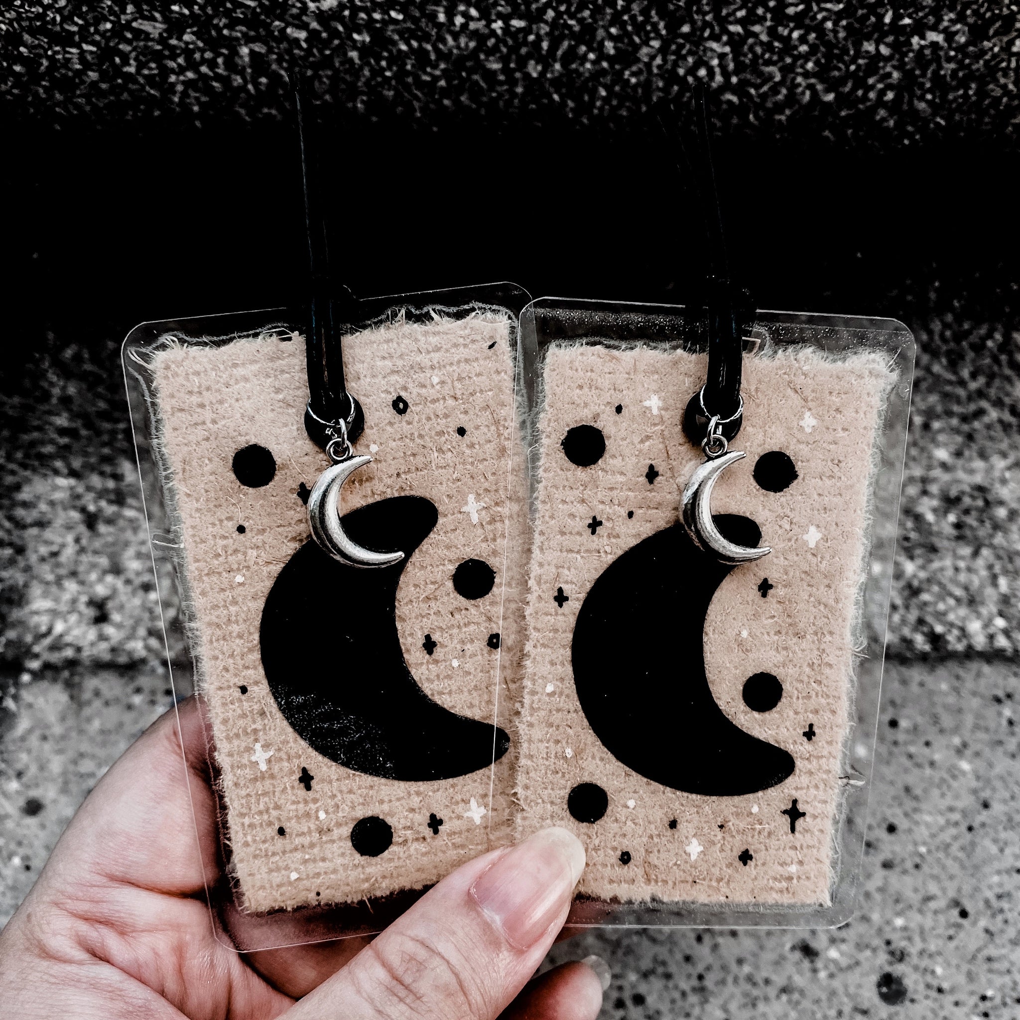 RECYCLED PAPER LALUNA SPOOOKMARK CHARM WITH COWHIDE LEATHER CORD