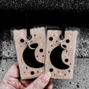 RECYCLED PAPER LALUNA SPOOOKMARK CHARM WITH COWHIDE LEATHER CORD