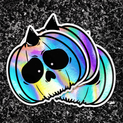 SKULL O LANTERN HOLO VINYL STICKER